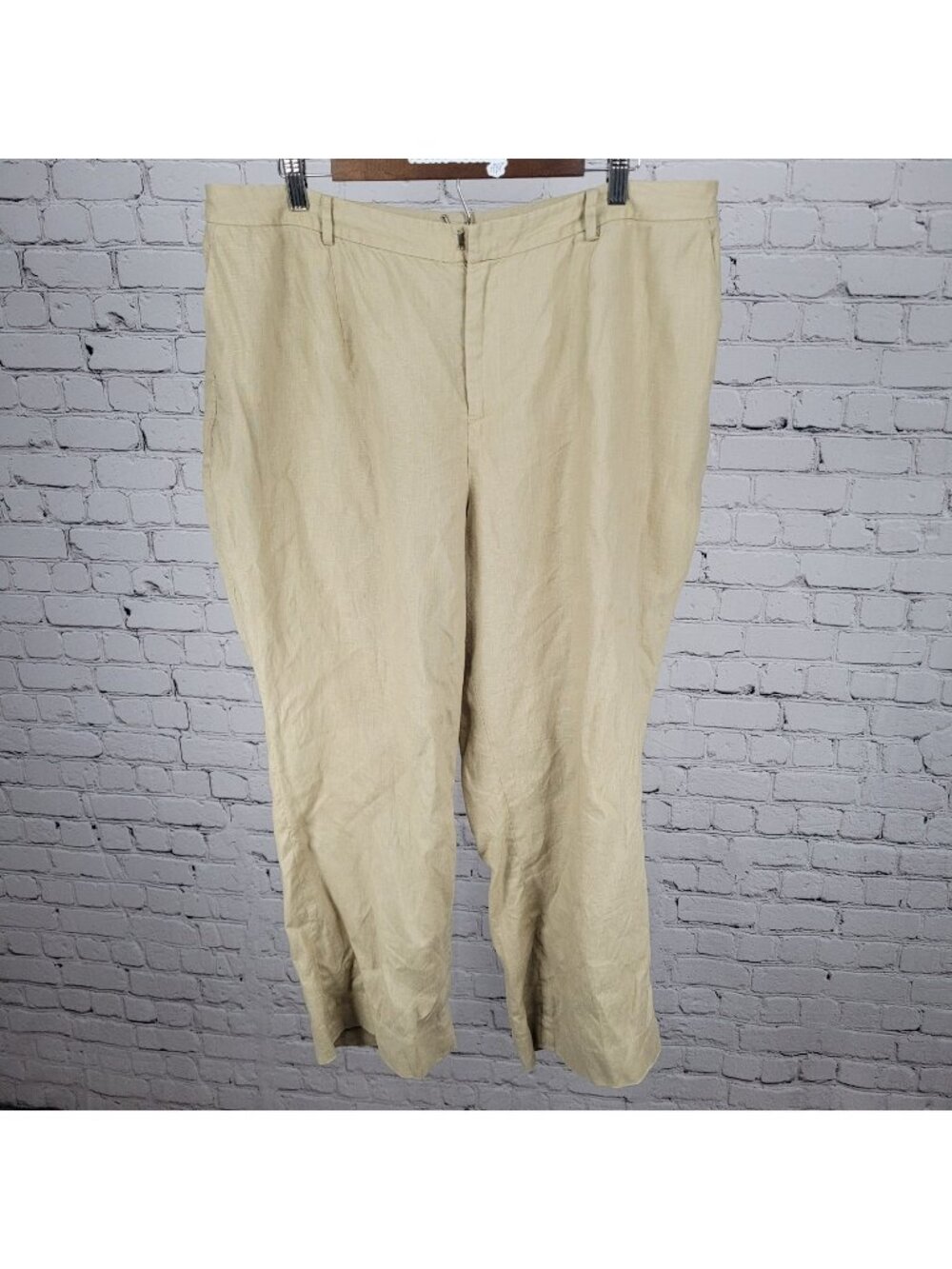 Lauren Ralph Lauren Beige Linen High Rise Elastic Waist Pants Size 20WP (37x27)